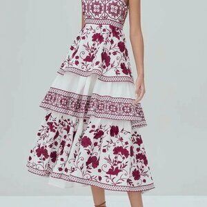 Alexis Verity embroidered linen midi dress, Size M